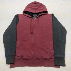 O'Neill Full Zip Hoodie Sherpa Lined Red Charcoal Grey Cotton Surf Mens Small